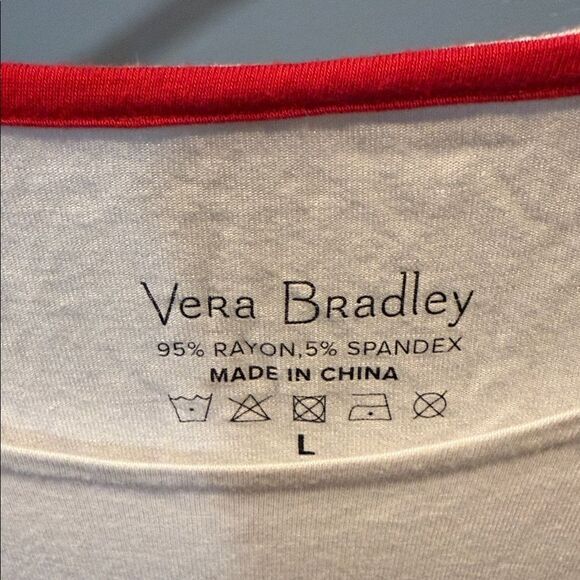 Vera Bradley White Long Sleeve with Bear and Red Accents Size Large - Picture 2 of 5
